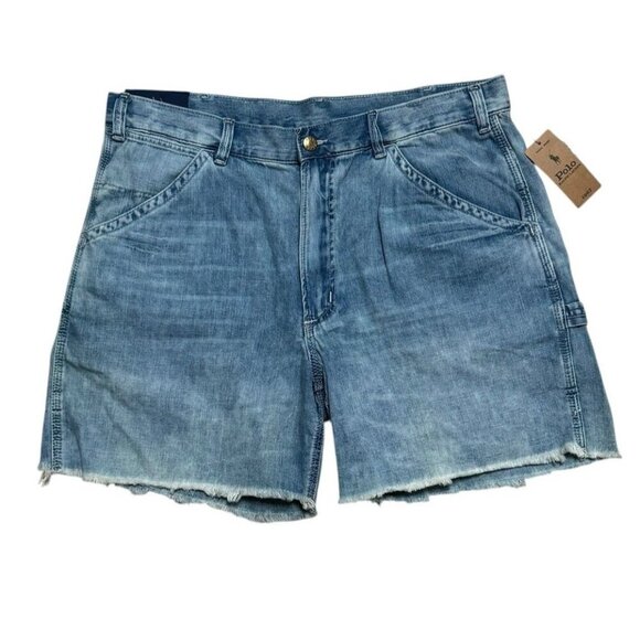 Polo Ralph Lauren Sz 36 Men’s Shorts Carpenter Jean Blue Denim Retro Style New - Picture 1 of 6